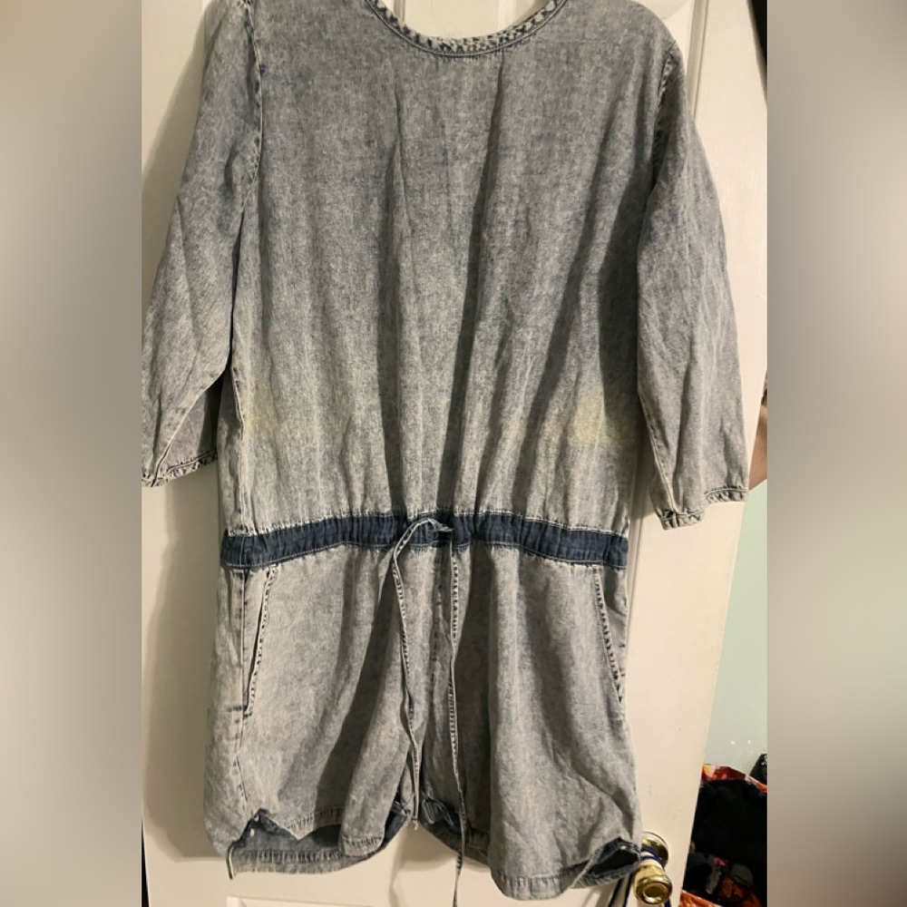 Denim short romper